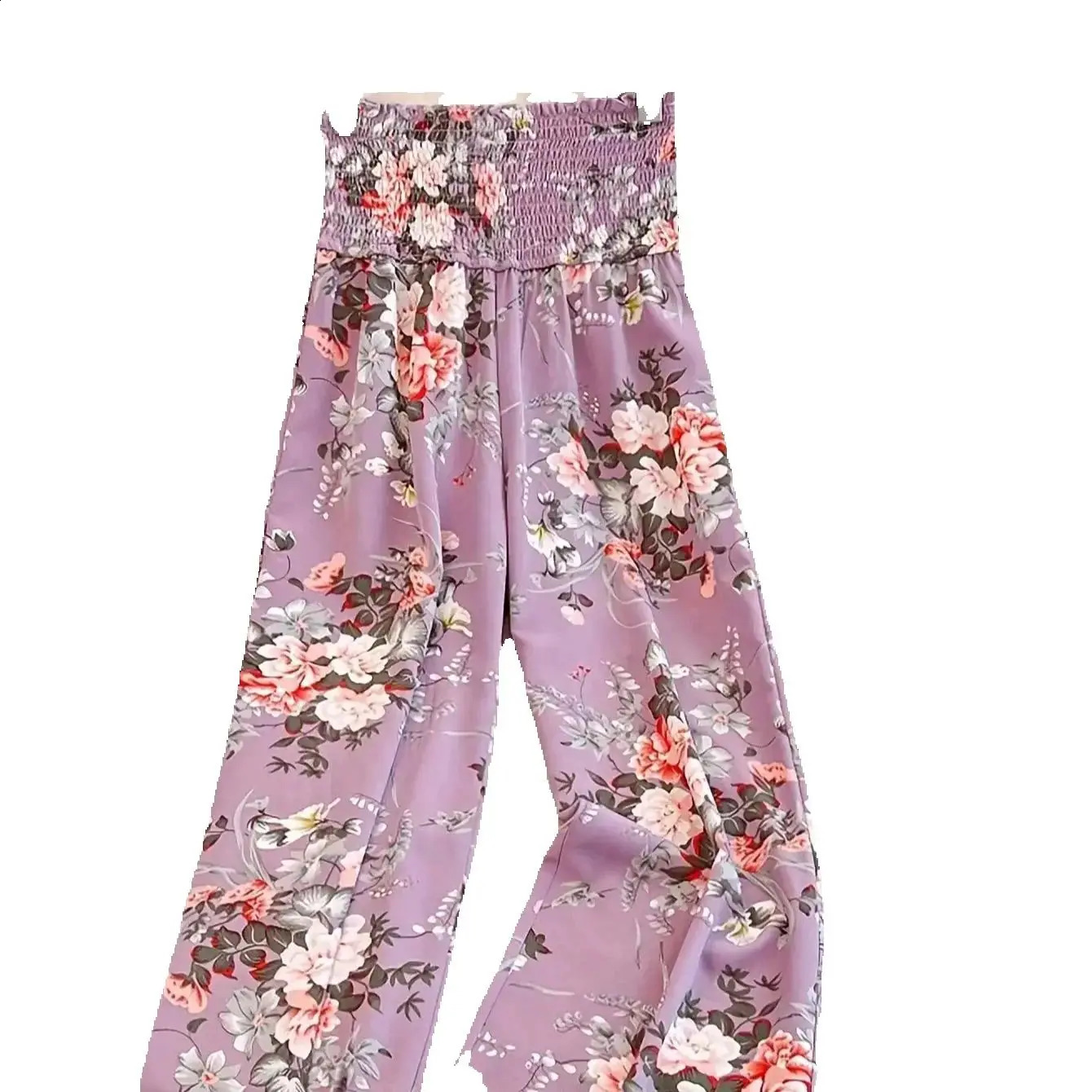 2026 casual and elegant Bohemian style wide leg elastic waist printed loose comfortable pants 260625 - view 7