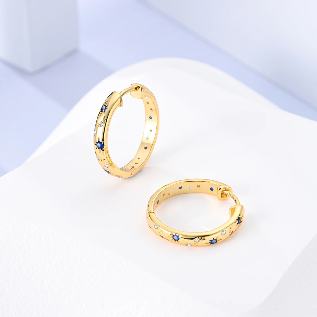 Original 925 Silver Hoop Gold Earring For Woman Heart Star Moon Zircon Pendientes Fashion Jewelry 260626 - view 7