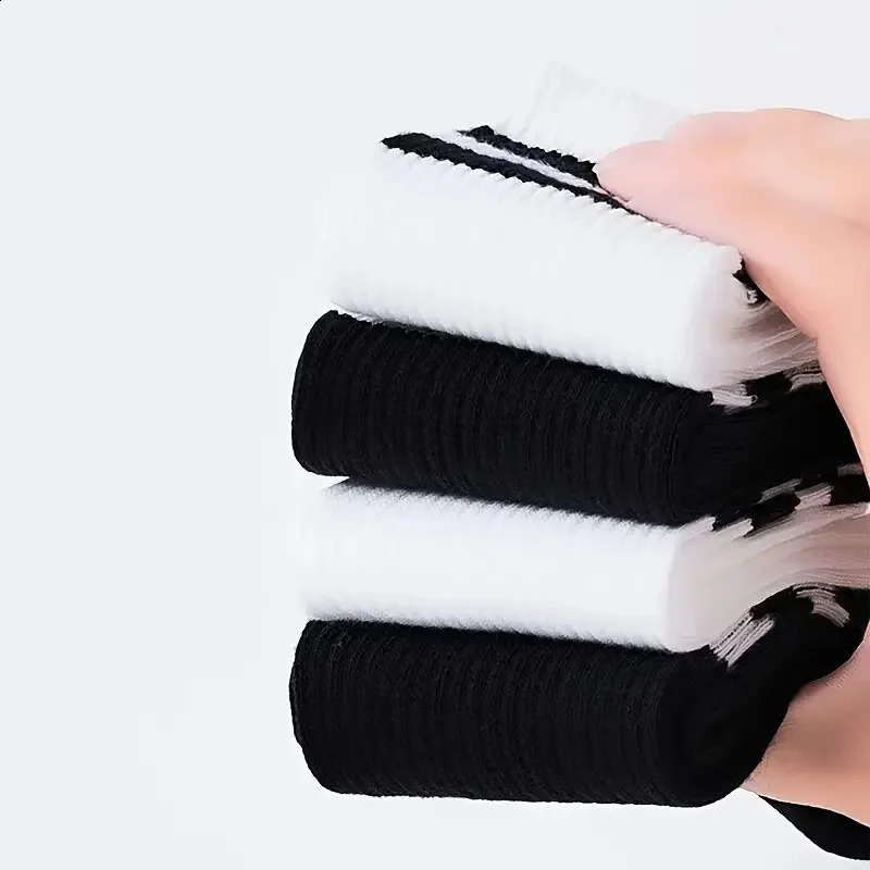61020 Pairs Men Women Striped Round Neck Socks Spring Autumn Breathable Odor Proof Sweat Absorbing AllSeason Casual 260622 - view 3