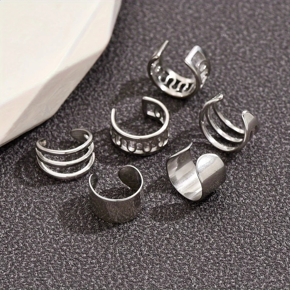 1pc3pcs Mens Fashion Ear Clips Punk Street Stylish Earrings NonPiercing Clip On Body Jewelry for Women Silver Black Gold 260623 - view 3