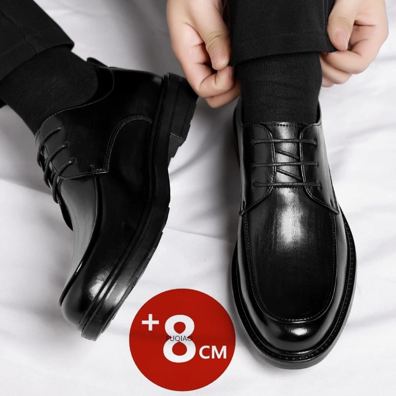 Men Plus Size Elevator Shoes 368CM Height Increase Formal Office Wedding Party Dress Heightened Casual Leather Oxfords 260624 - view 1