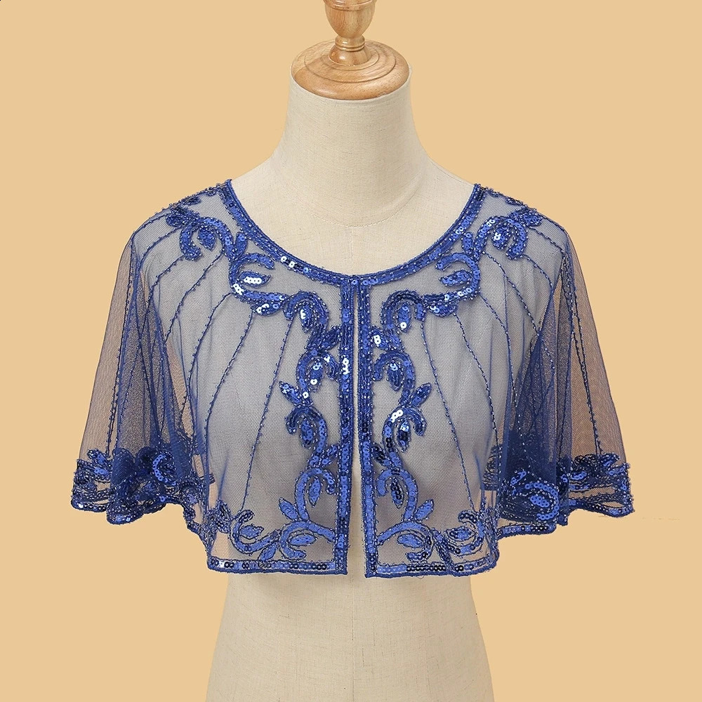 Elegant Sequin Beaded Lace Flapper Shawl Light weight Shiny Embellishment for Evening Gowns 260625 - view 7