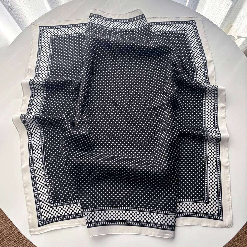 Imitation Silk Square Scarf For Women Polka Dot Printed Bandanas Stylish Hairband Luxury Hijab Neckerchief Elegant Shawl Wraps 26Y06226 - view 5