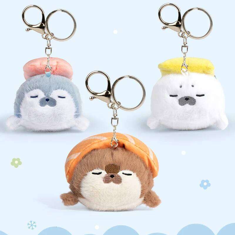 Cute Seals Sea Otter Baby Keychain Plush Seal Figurine Hanging Keyrings Student Schoolbag Key Chain Pendant Gifts 26Y0626 - view 4