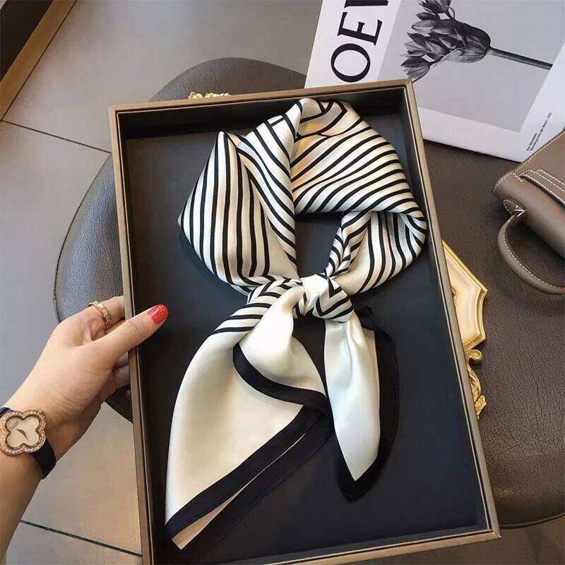 Fashion Print Square Scarf Hijab For Women Girls Satin Silk Bandana Muslim Headband Neckerchief Hair Band Wrap Shawls Foulard 26Y06226