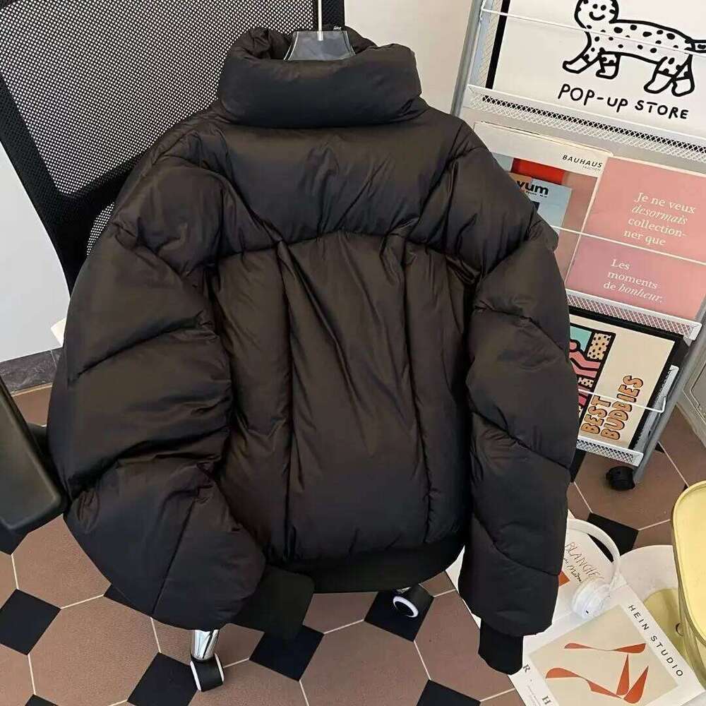 Mens Short Puffer Winter Thickened Warm Down Cotton Coat Loose High Collar Streetwear Fashion Windproof Bread Jacket J260626 - view 3