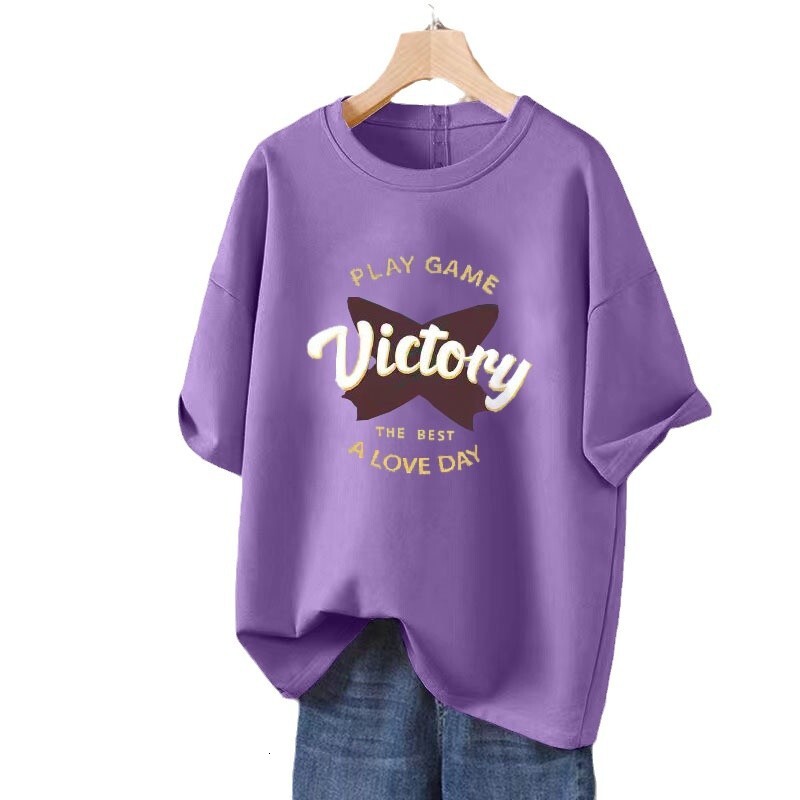 Women's Graphic T-Shirt, Casual Retro American-Style Cotton Blend Top with Short Flutter Sleeves, Regular Fit, Navy Blue Tie-Dye Print and Button Deta - view 6