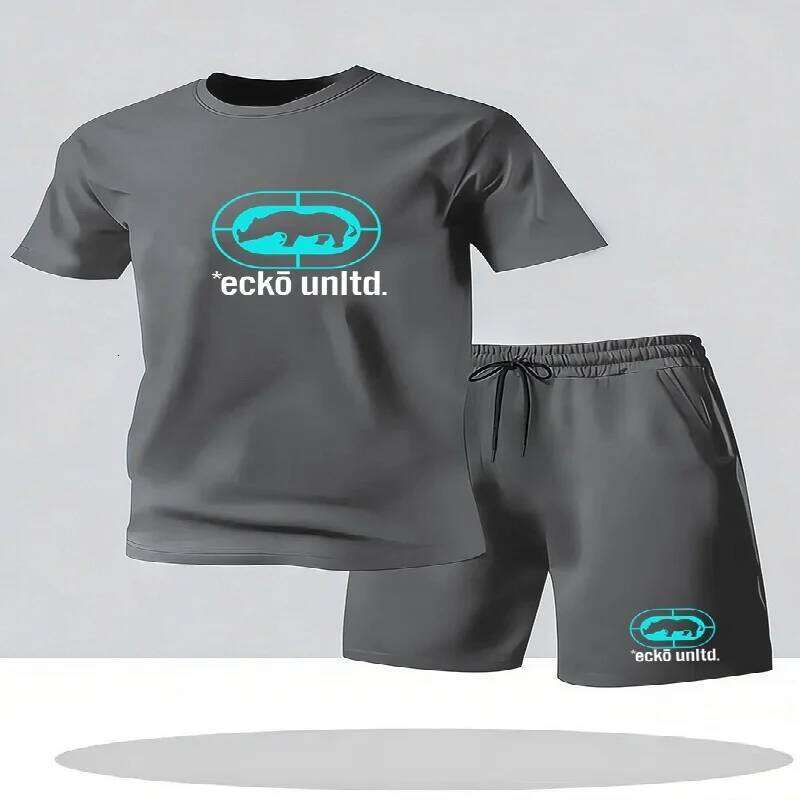 New Summer Casual T-Shirt and Shorts Relaxed Fit Men's Short-Sleeve Breathable Athletic Two-Piece Set 26Y0626 - view 4