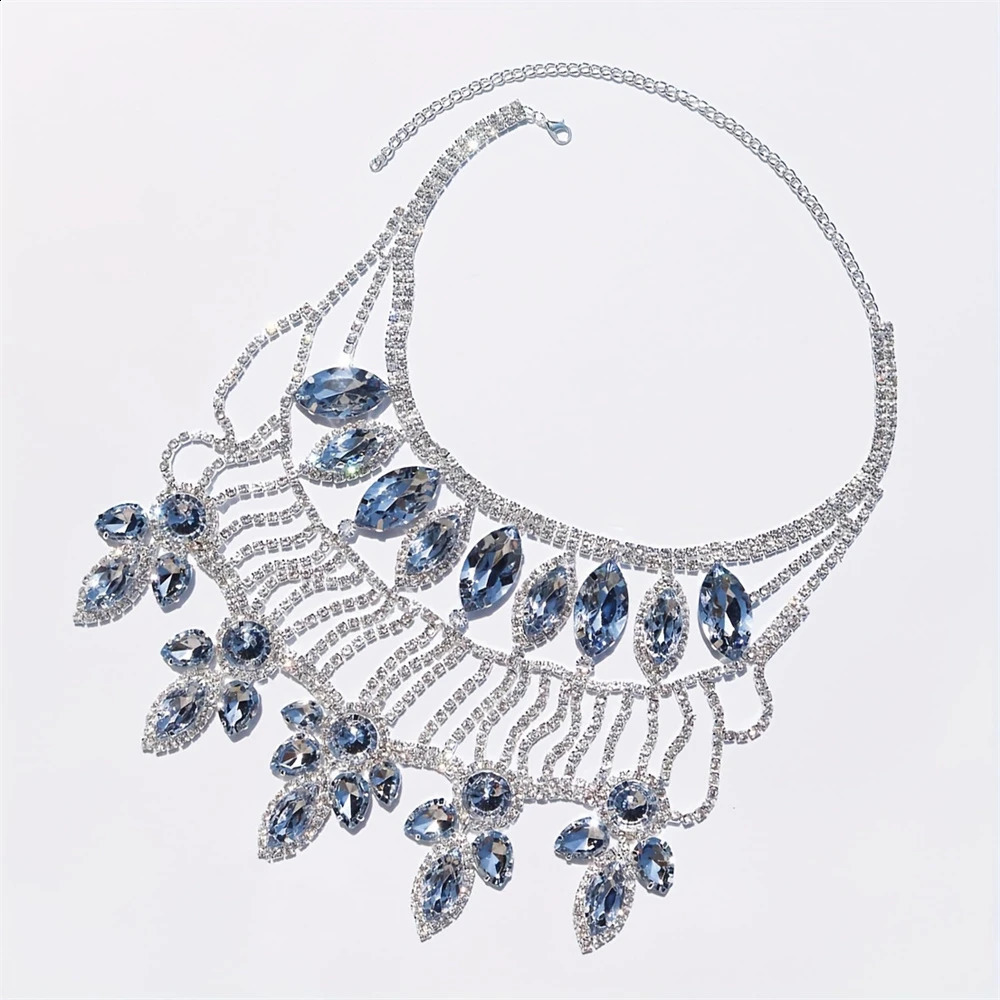 Fashion Crystal Bridal Jewelry For Women Rhinestone Geometric Choker Water Drop Chain Collars Necklaces Accessories Wholesales 260624 - view 7