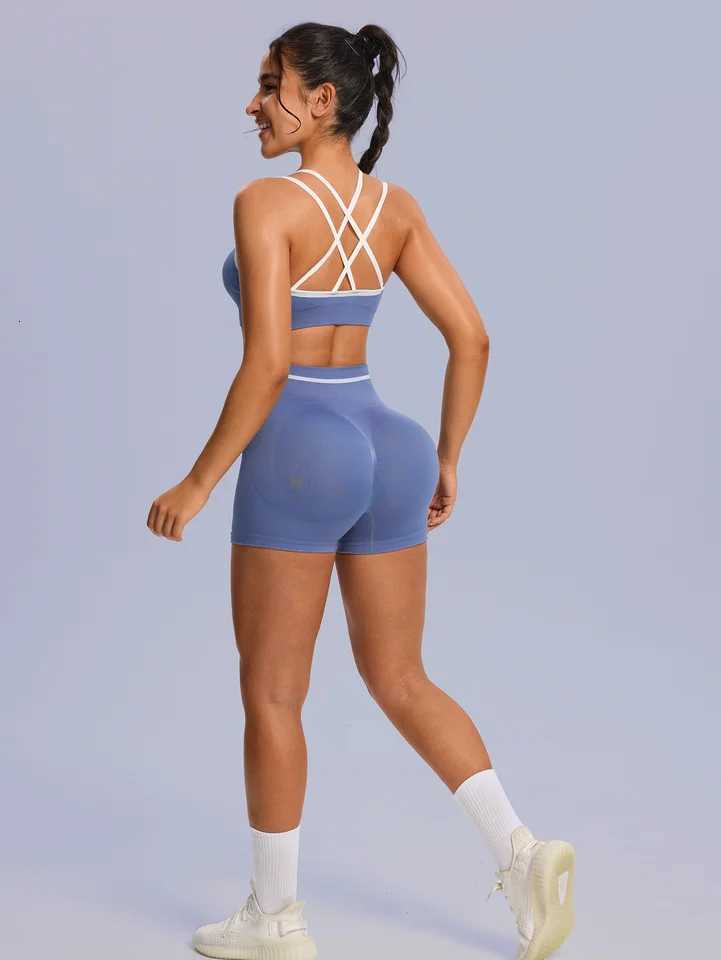Women 2PCS Yoga Push Set Up Bra Shorts Yoga Set Tracksuit Workout Overalls Fitness Gym Sport Outfit Tummy Control Sportswear New M260626 - view 7
