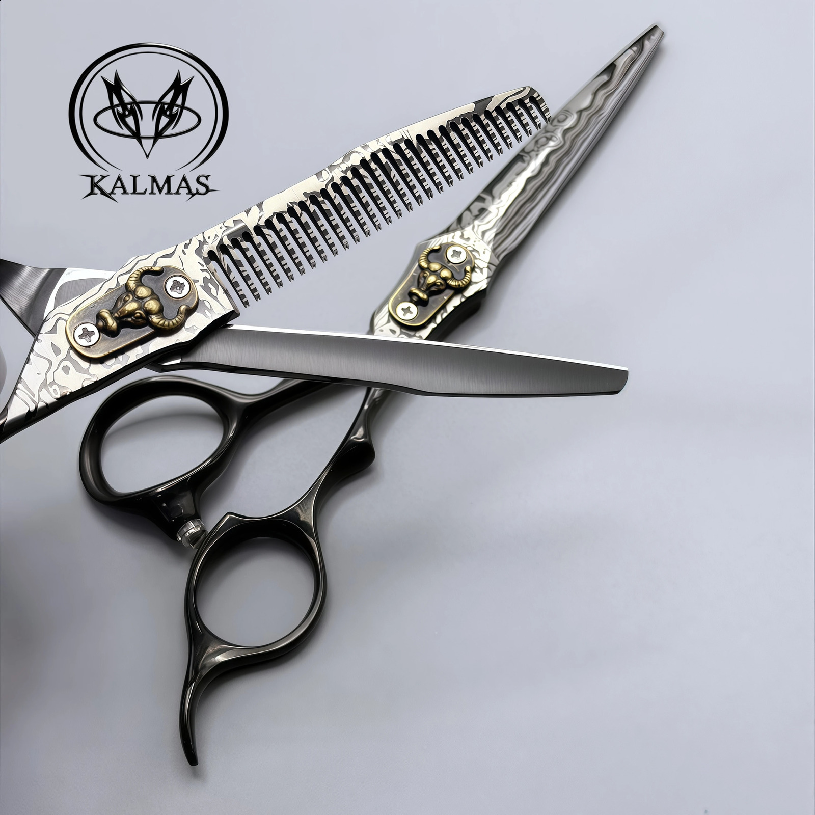 KALMAS Professional 6inch Hairdressing Hair Scissors VG10 Steel Barber Cut Thin Shears Kit for Stylists And Barbers 260615 - view 4