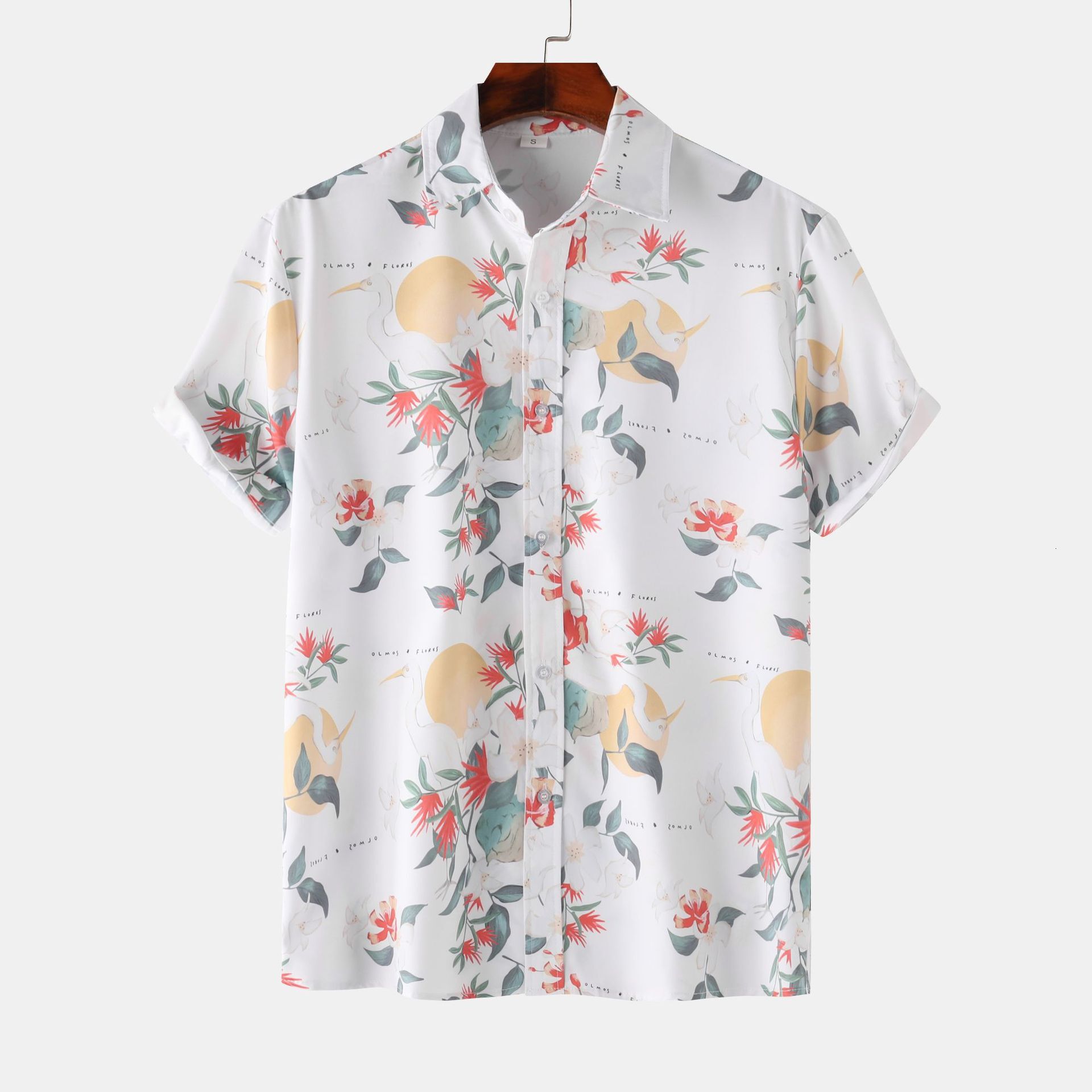 2024 Mens Stand Collar Floral Short Sleeve Shirt - view 9