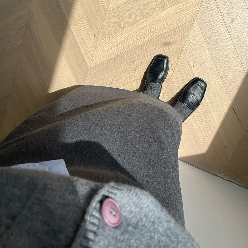 Sweater Coat Skirts Autumn and Winter Gray Back Slit Suit Skirt 260626 - view 4