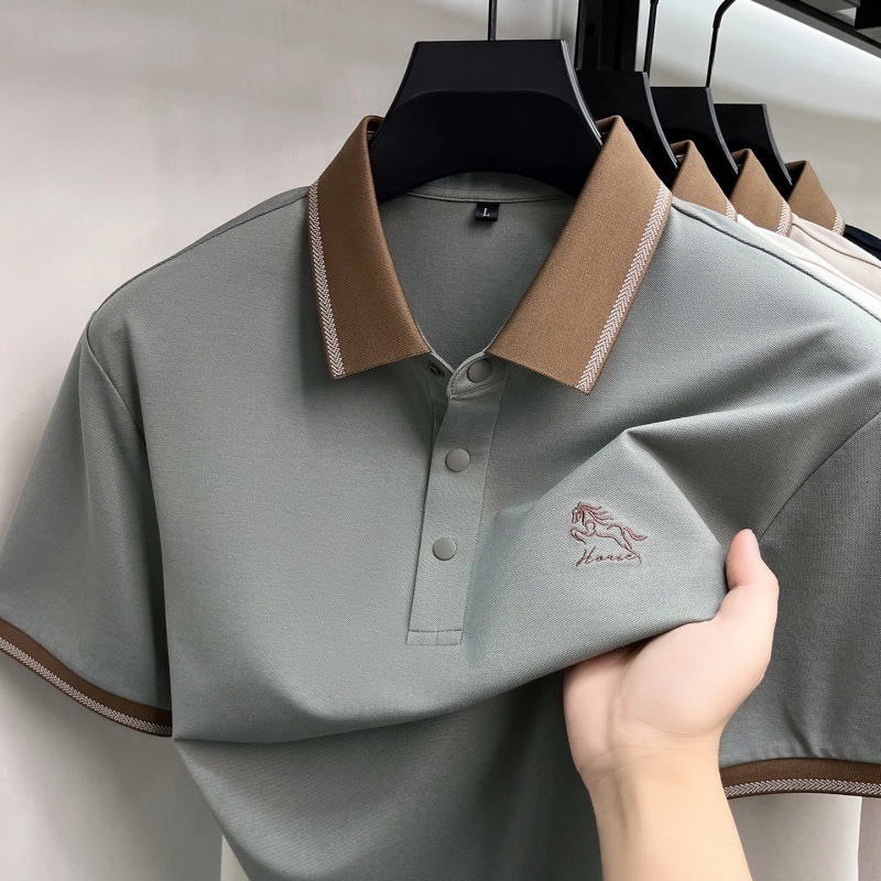 High-Quality Linen And Mulberry Silk Short-Sleeve Polo Shirt Men New Summer Style, Business Casual T-Shirt For Men - view 4