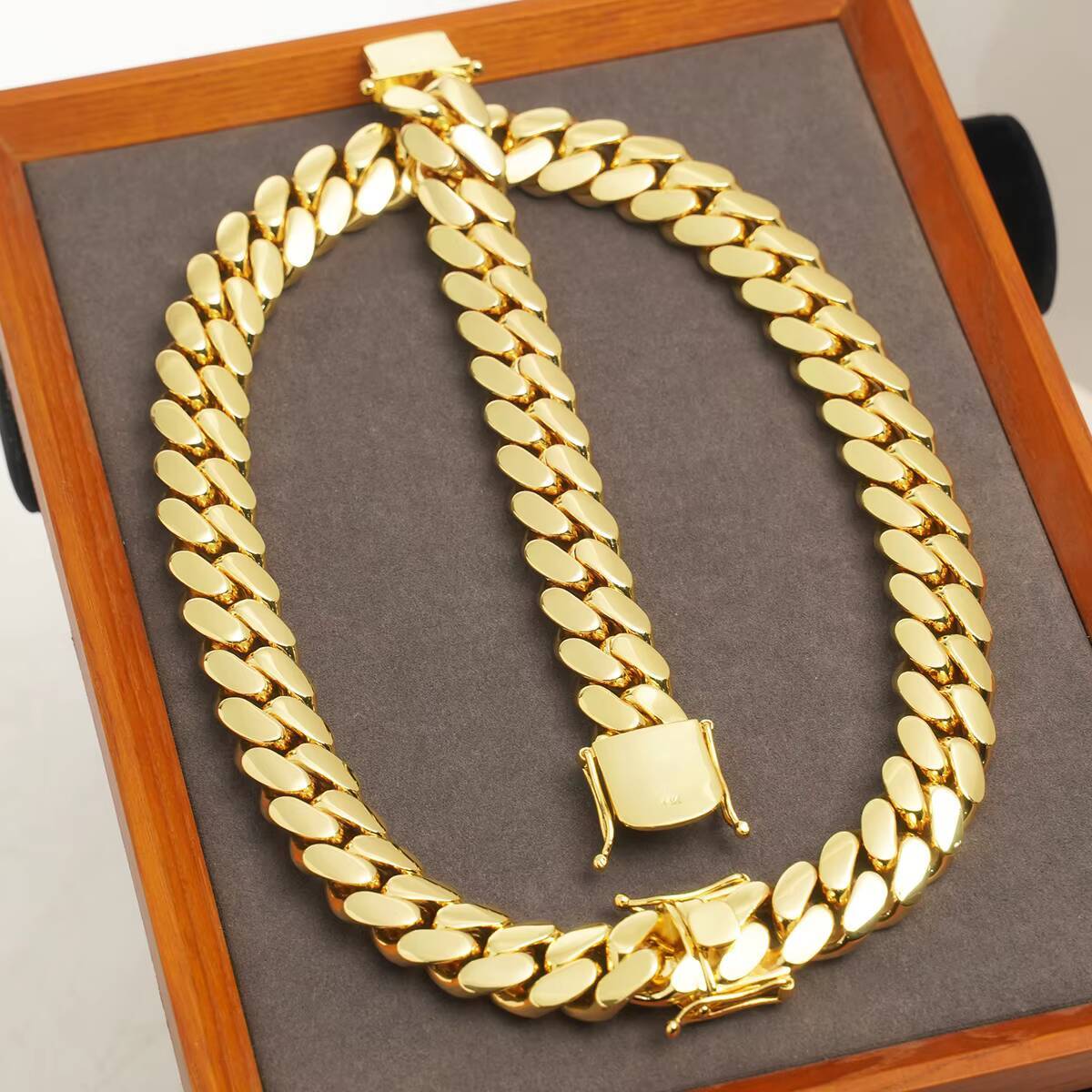 Hip Hop Jewelry Fashion Style Luxury and Heavy Super 18k Gold Necklace Big Ass Chain Miami Cuban Link - view 4