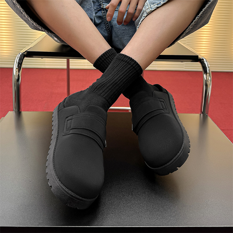 New Minimalist Metal Decor Backless Loafers For Men Soft PU Leather Lug Sole Mule Slippers Daily Commute Casual Flat Footwear - view 4