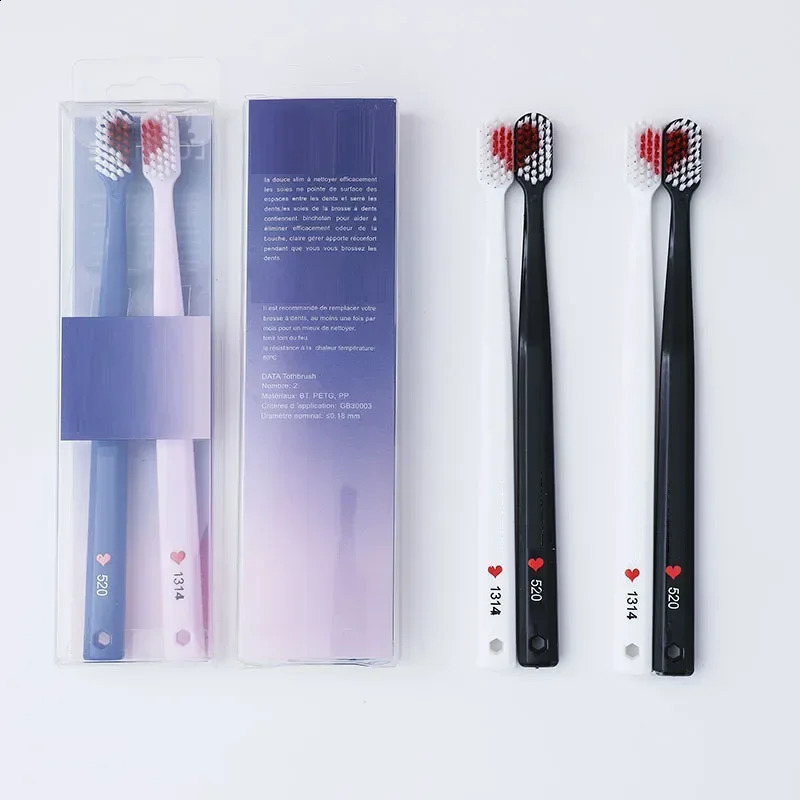 2pcs Softbristle Toothbrush Heart Couple Brush Teeth Eco Friendly Adults Dental Care Travel Essentials 260615 - view 4