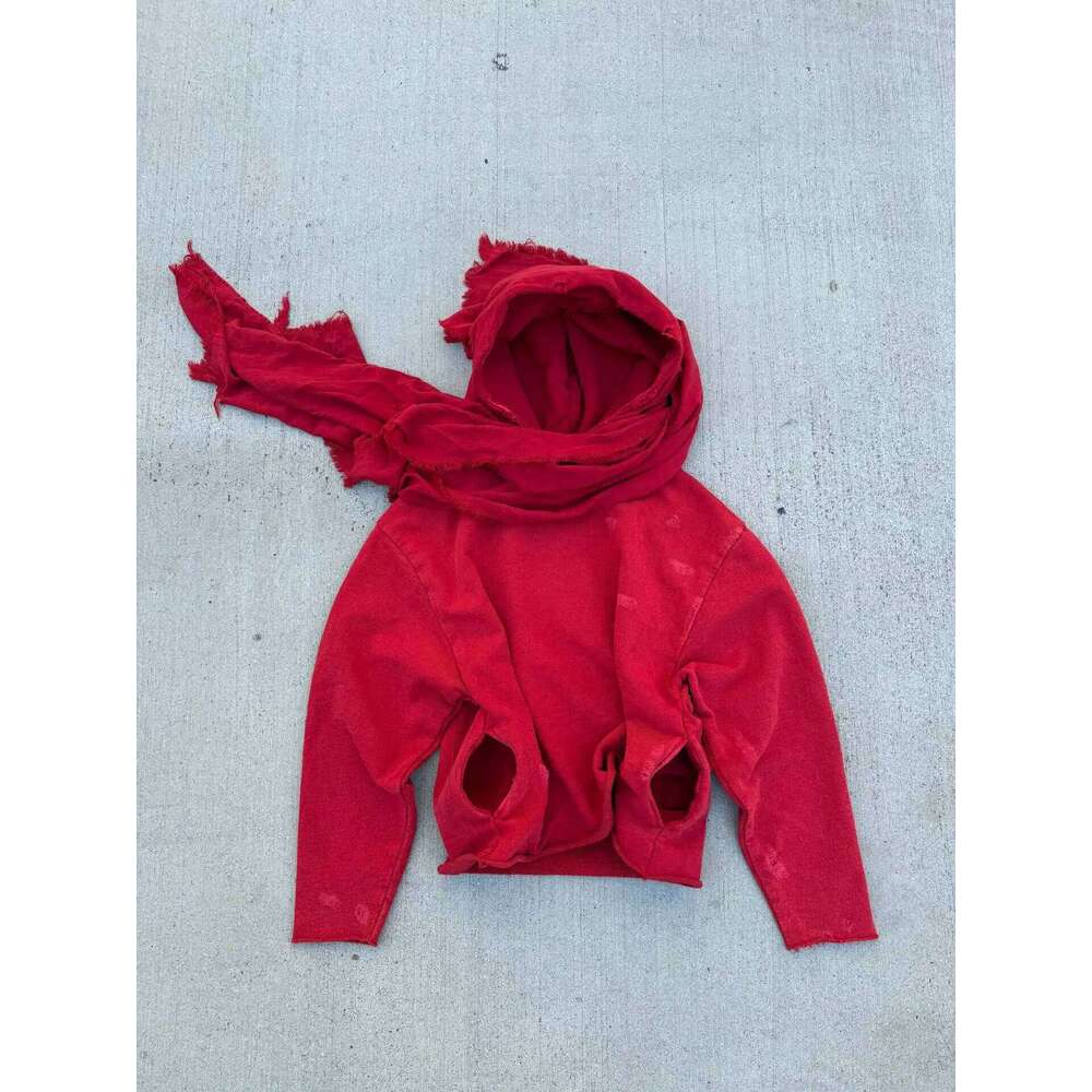 Personalized street niche headscarf patchwork hooded sweatshirt, early autumn new style pullover casual top W260626 - view 4