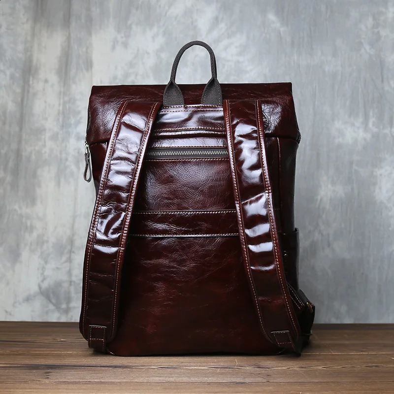 Genuine Leather Backpack For Men Vegetable Tanned Top Layer Cowhide Large Capacity Business Travel Computer Bag JLFGPJ 260625 - view 3