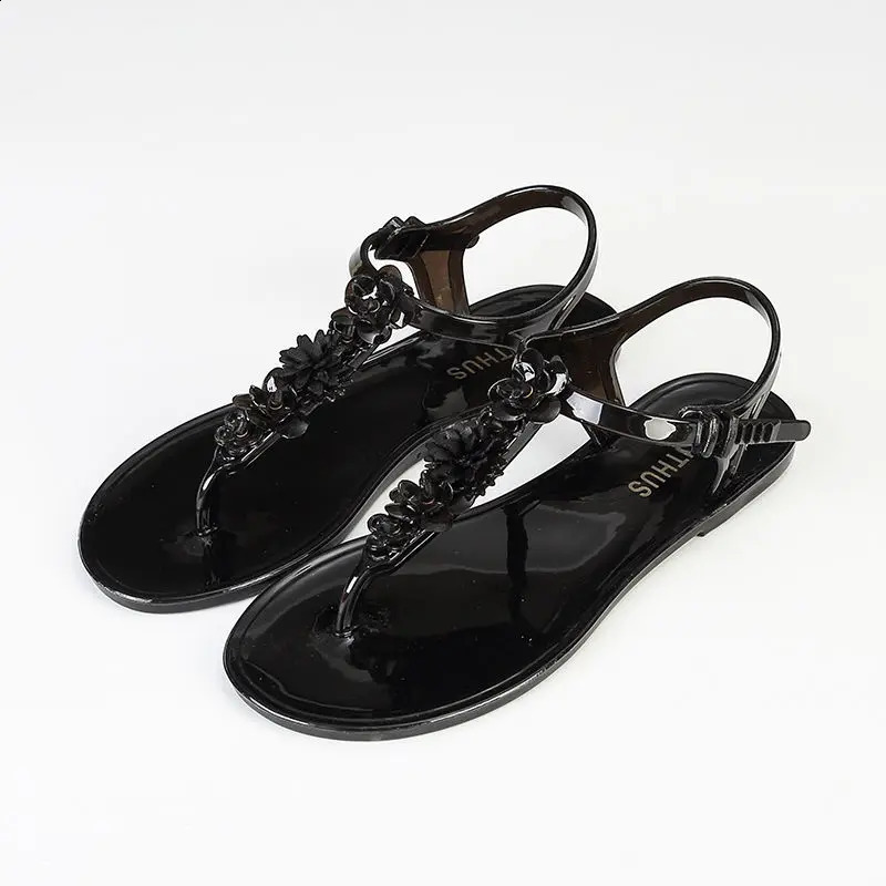 Sandals for Woman with Low Heels Summer Black Womens Shoes Plastic Footwear Flipflops Beach Pvc Breathable Fashion H 260626 - view 5