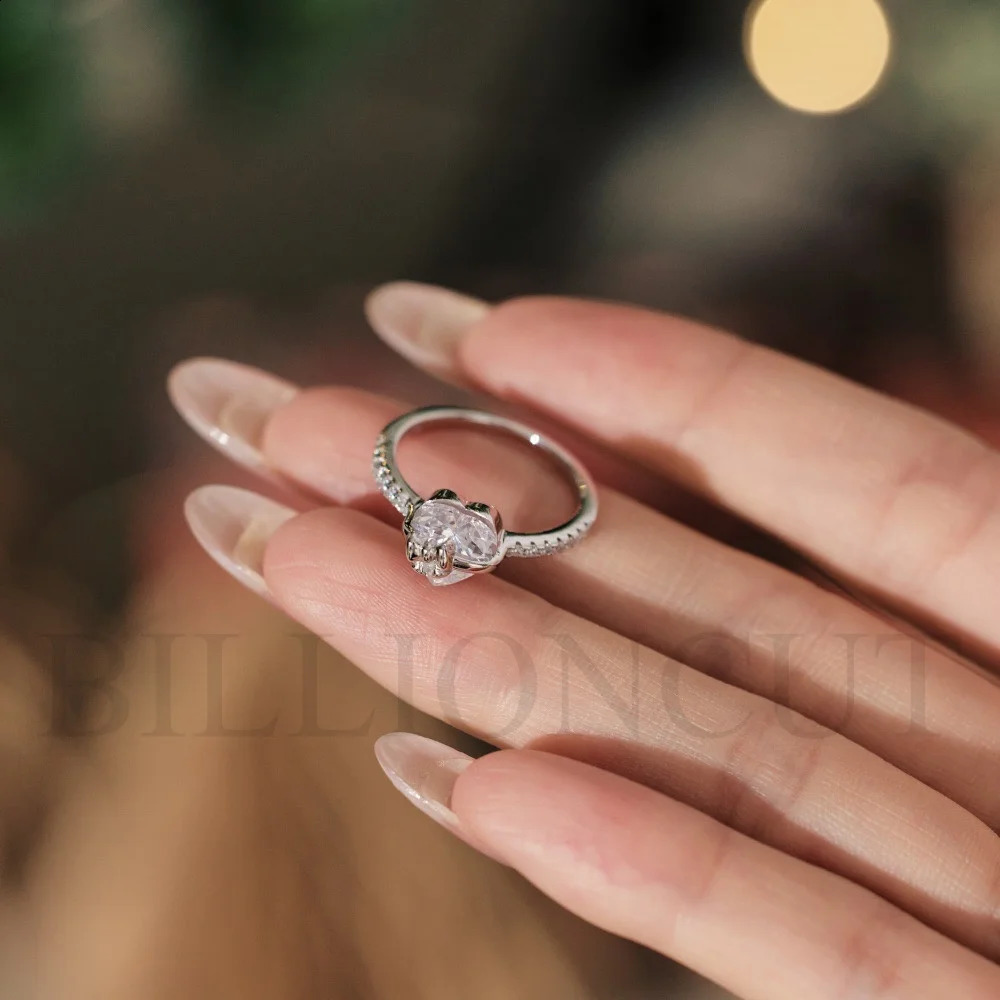 925 Sterling Silver Romantic Heart Bow Ring Delicate Shining Inlaid n Sweet y Engagement Ring for Women Jewelry 260625 - view 6