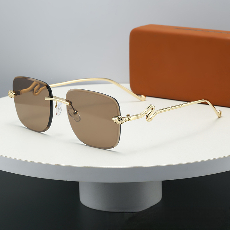 2026 New Designer Spirit Snake Mirror Leg Personalized Retro Luxury High End Frameless Sunglasses For Women Gradually Changing Color Fashion Trend Sun - view 3