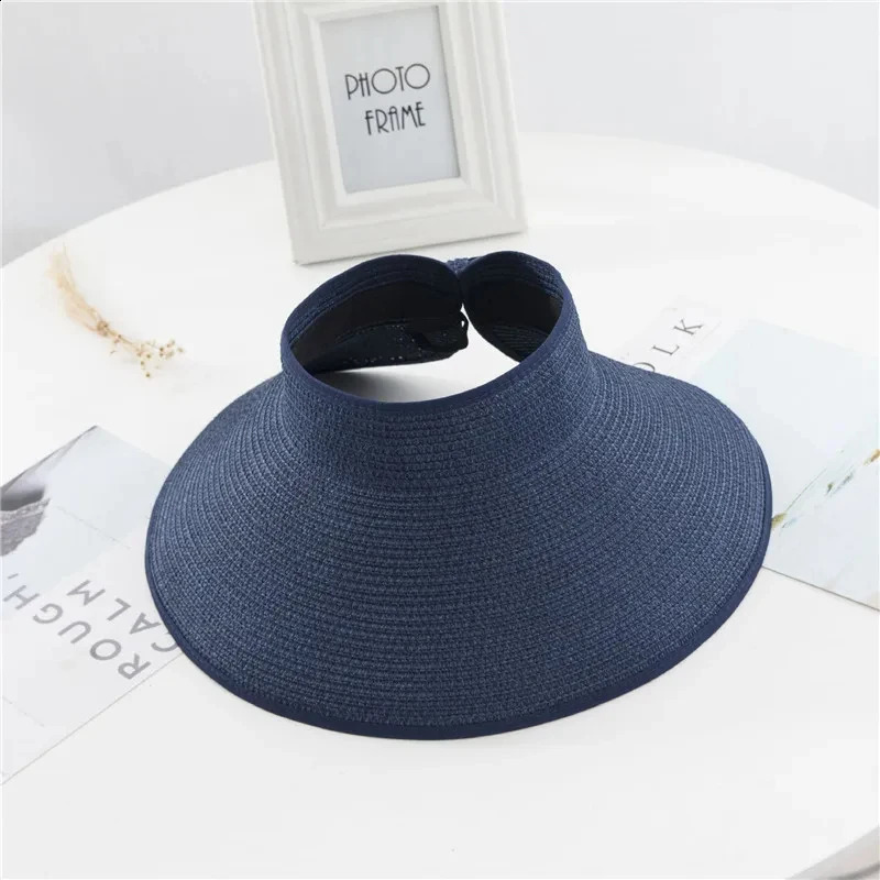 Summer Womens Holiday Beach hat Wholesale Ladies Girl Topless Empty Bow Sun Visor Hat Sunshade Protection Straw hats 260625 - view 7