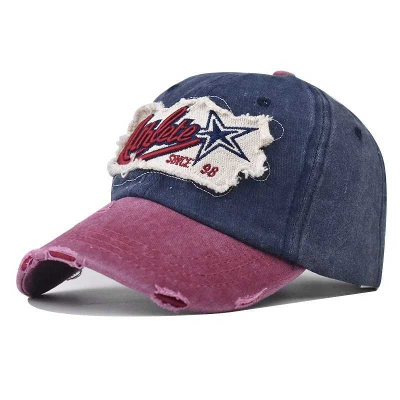 Star Embroidered Letters Baseball Five-pointed Hats New Unisex Sunshade Broken Versatile PATCH Fashion Color Block Peaked Caps b M260626 - view 7