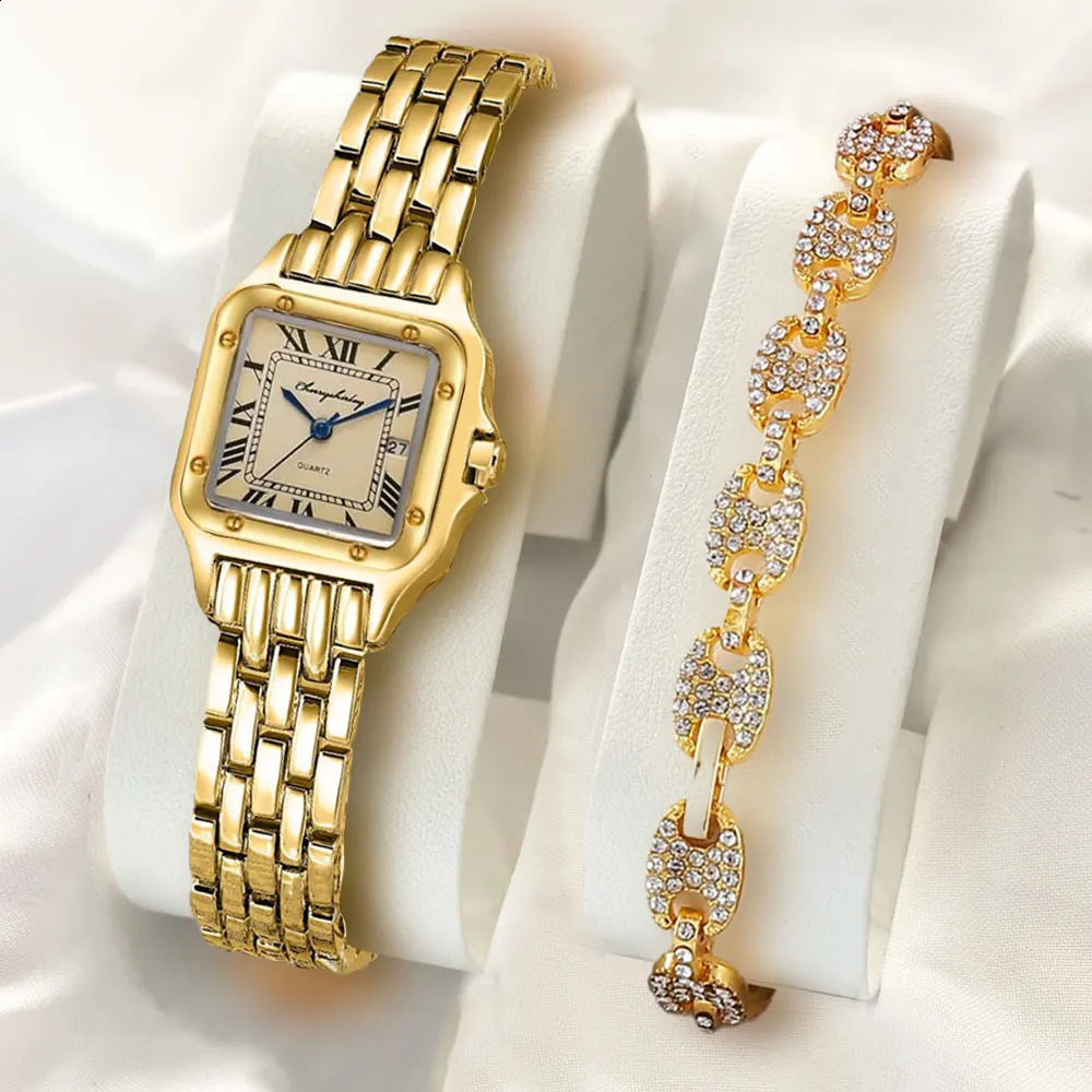 Women Watch Square Simple n Men Quartz Watch Fashion Diamond Stainless Steel Womens Watch Diamond Bracelet 260624