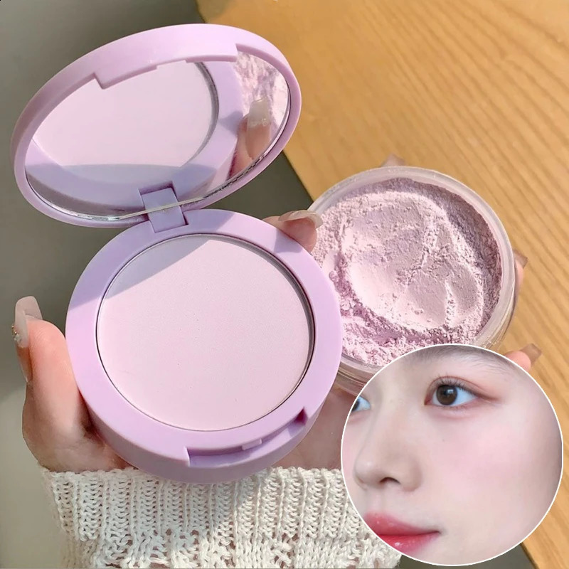Rose Pink Makeup Loose Powder 2-in-1 Setting Powder Waterproof Oil Control Lavender Purple Transparent Pressed Powder Concealer 260625 - view 4