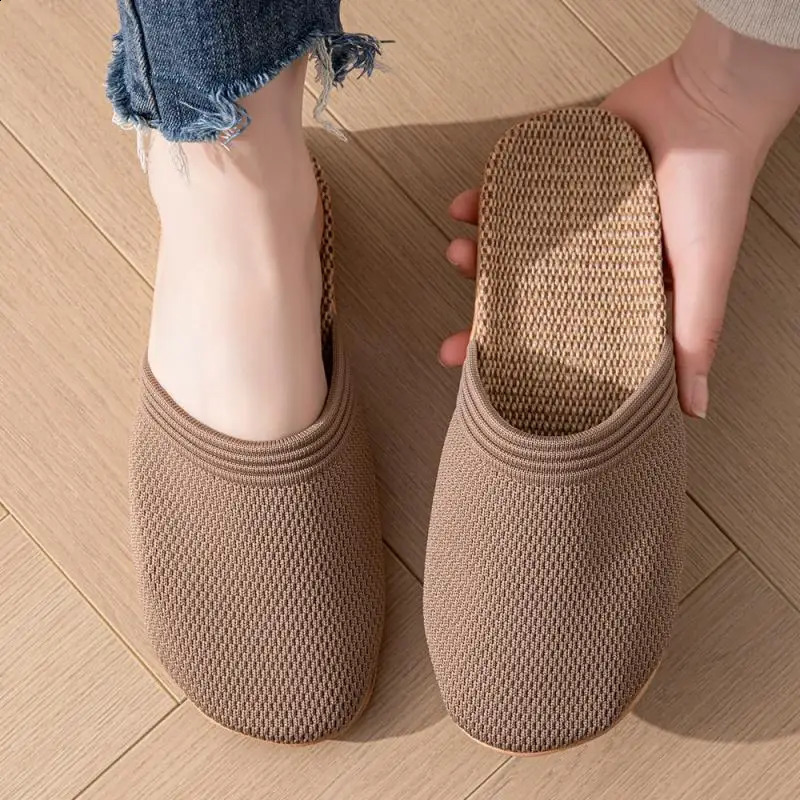 Mesh Casual Slippers Ladies Home Soft Womens Sandals Summer 2025 Hemp Elegant Slides Fashion Indoor Footwear Big Size 260624 - view 7