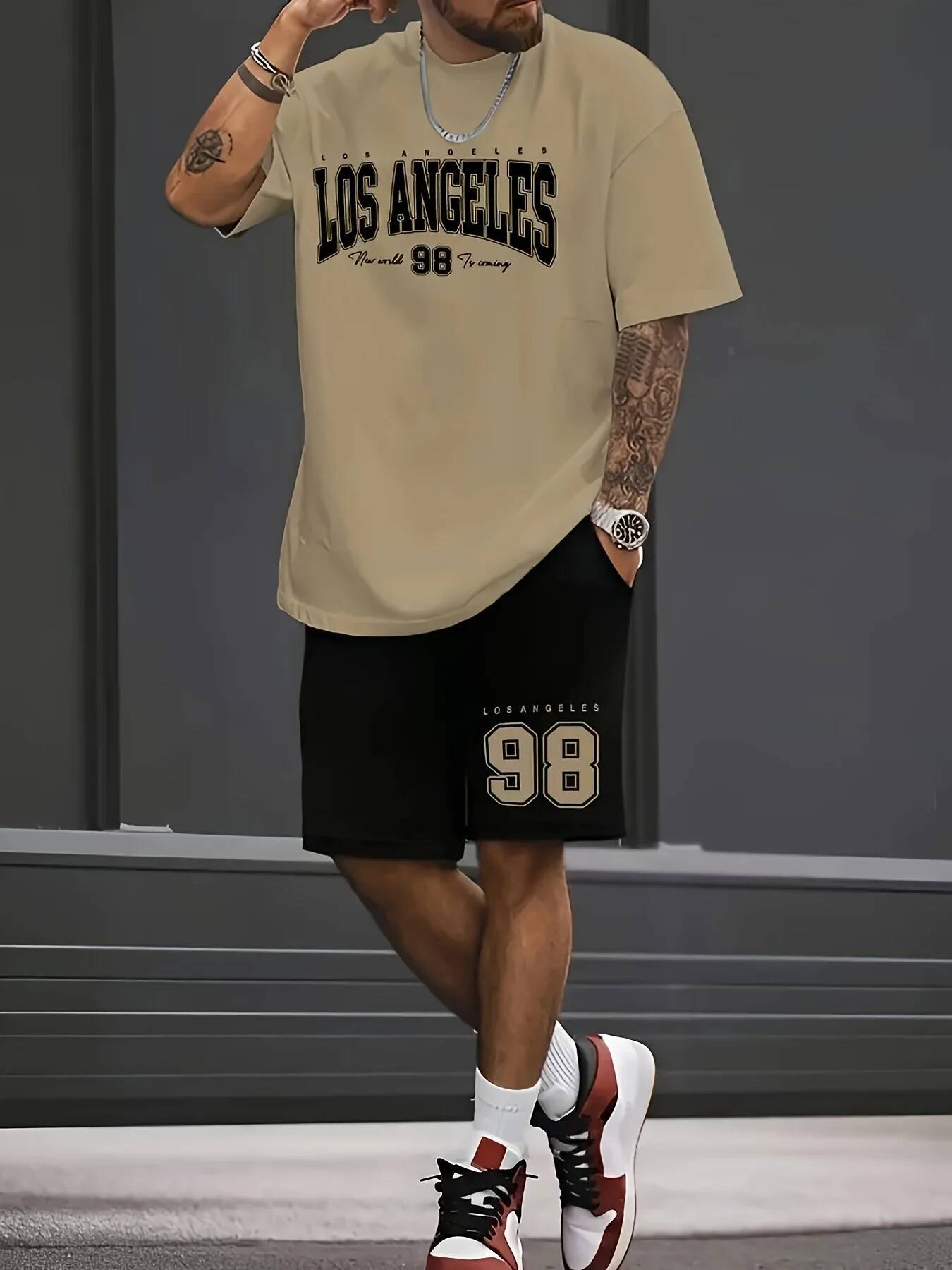 T Shirt Shorts 2 Piece Set Summer Men's Chicago-Themed Relaxed 32 Printed T-Shirt And Shorts Adult Sports Casual Plus Size Two-Piece Set - view 8