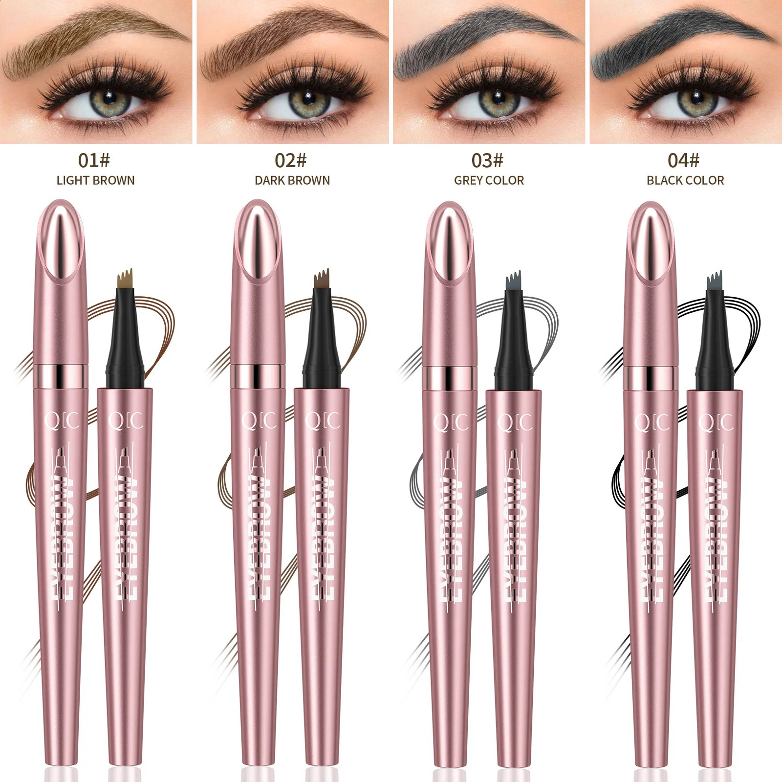 4 Fork Tip Eyebrow Pencil 3D Microblading Waterproof Dark Brown Natural Colour Fine Stroke Magic Eyebrow Pencil 2024 Ladies 260626 - view 4