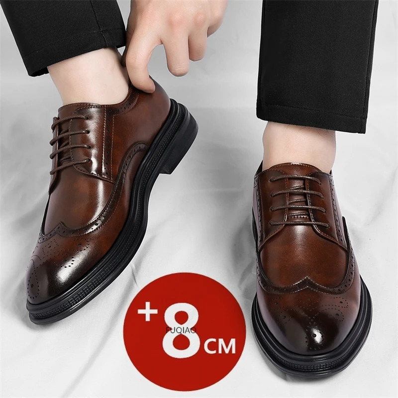 Big Size Man Elevator Shoes Business Dress Leather 368cm Men Formal High Quality Brogues Oxfords Versatile Wedding 260624 - view 3