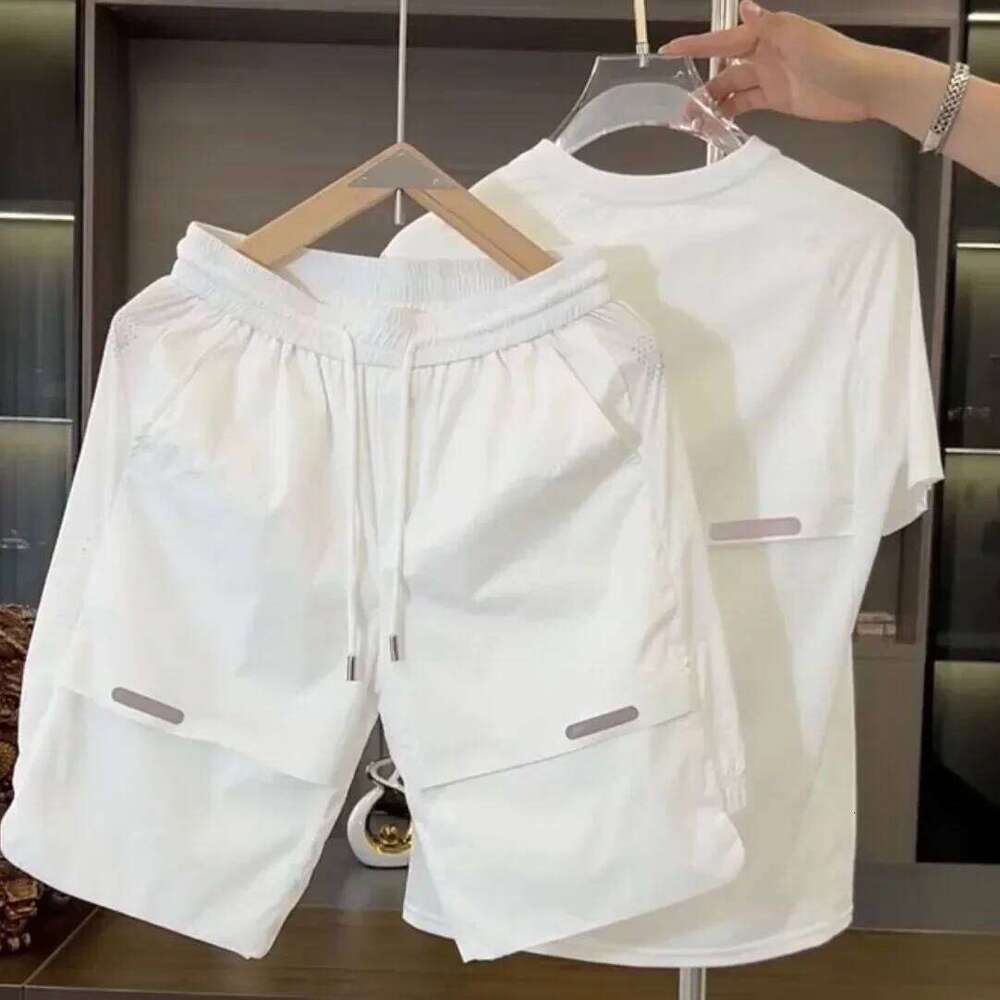 Men's Ice Cool Feel Casual Sets Youth Elastic Loose Sweatshirts Pants Solid Color Quick Dry Breathable Trendy Quality Sportssuit 26Y0626 - view 7