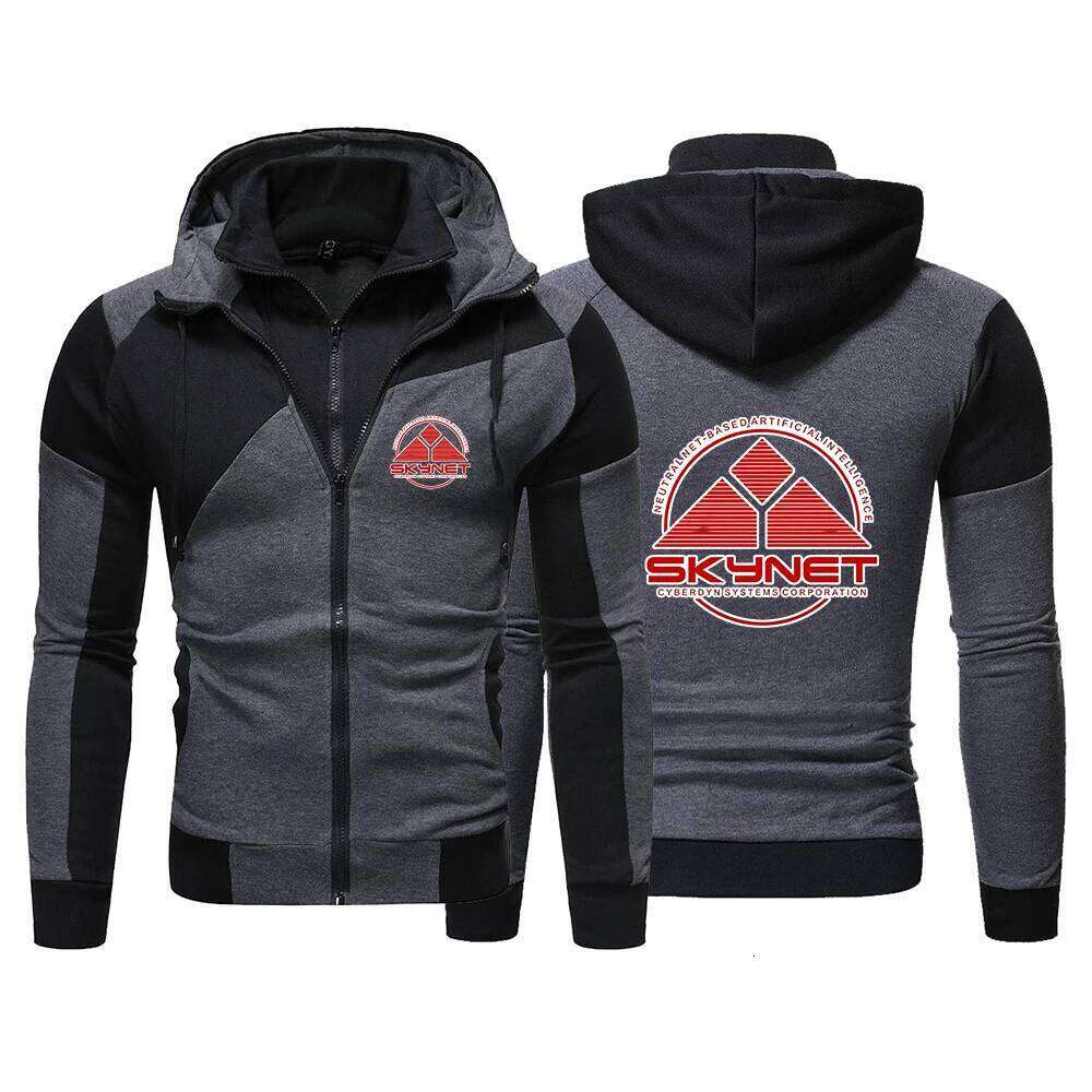 Skynet Graphic The men's multi-color striped beanie hoodie is suitable for spring and autumn hoodies jacket W260626