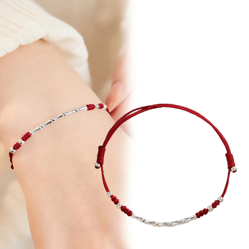 Lucky Bamboo Handmade Braided Red String Bracelet For Women Adjustable Wristband Friends Lovers Gifts 260617 - view 1