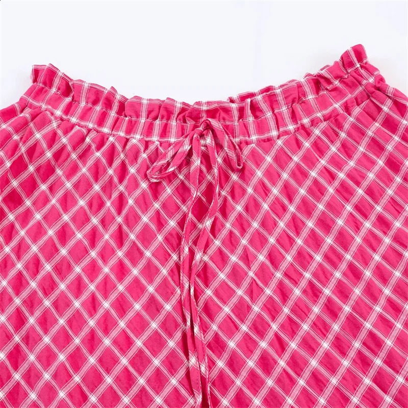 Womens HalfLength Skirt 2026 Summer Style Rose Red Plaid ALine Loose Long Casual Fashion Unique and Versatile 260626 - view 4