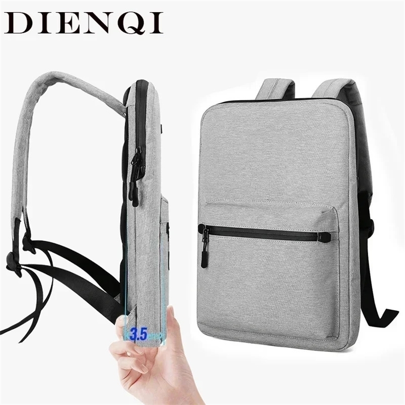 DIENQIUltrathin Mens Backpack School Bag Thin 15 Inch Laptop Man Women Waterproof Outdoor Business Work Small Backbag y260615