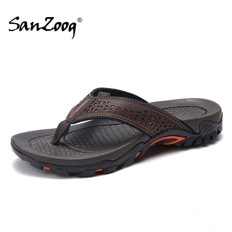 Summer Outside PU Leather Mens Flip Flops Slippers Outdoor Beach Shoes Flip Flop Plus Big Size 49 50 51 52 Drop 260625