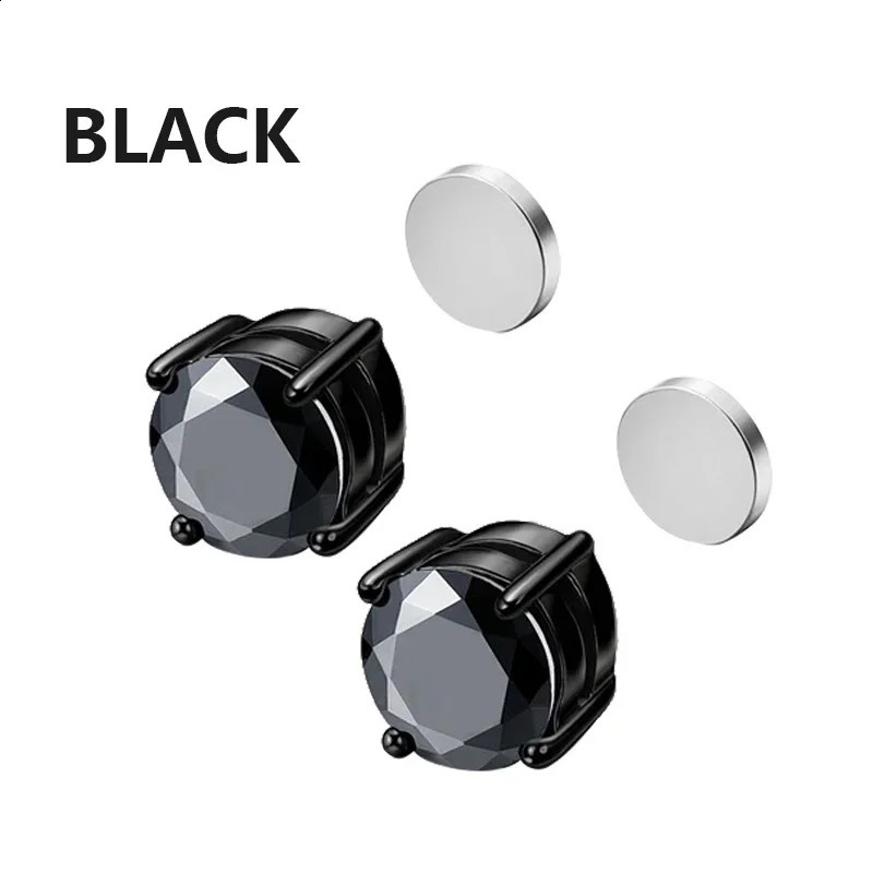 1 Pairs of Mens Fashionable Ear Hole Free Magnet Zircon Stainless Steel False Earring Set Unisex Non Piercing Clip Earrings 260623 - view 6
