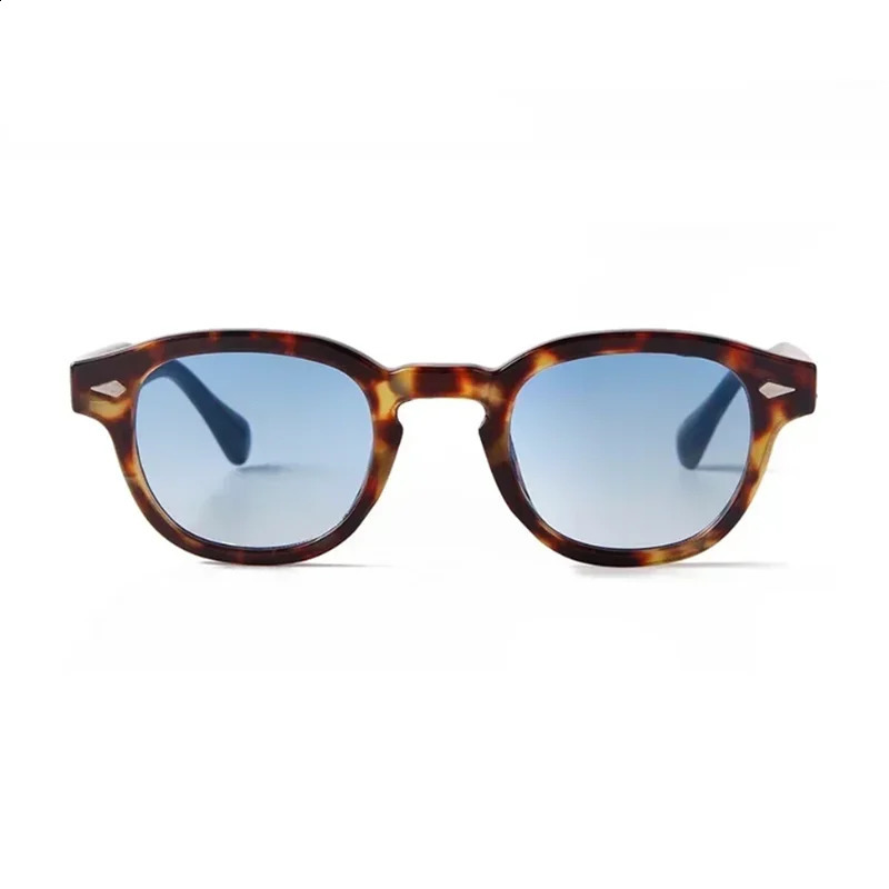 Vintage Rivet Tortoiseshell Round Sunglasses Women Men n Retro Yellow Blue Lens Square Sun Glasses Female UV400 260626 - view 4