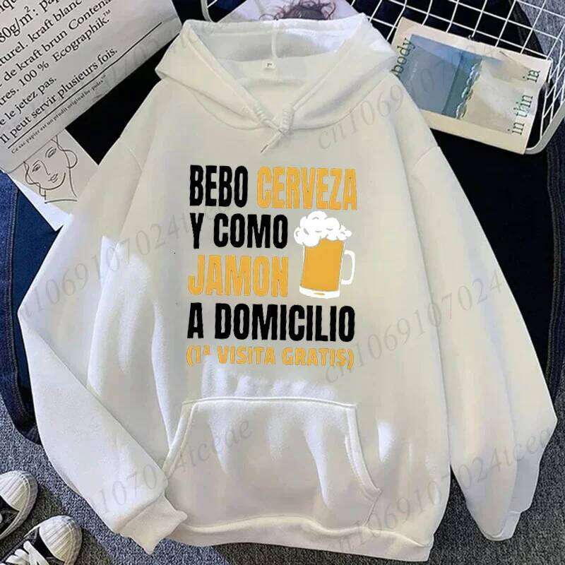 New Autumn Winter Sports Style Hooded Sweatshirt BEBO CERVEZA Y COMO JAMON A DOMICILIO Fashionable Trendy Men's Hoodies Tops W260626 - view 4