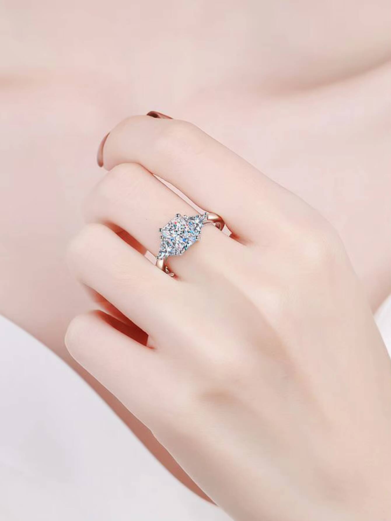 Luxury Vintage 925 Sterling Silver Moissanite Wedding Ring Set Diamond 18K Gold Plated Sterling Silver Moissanite Ring - view 6
