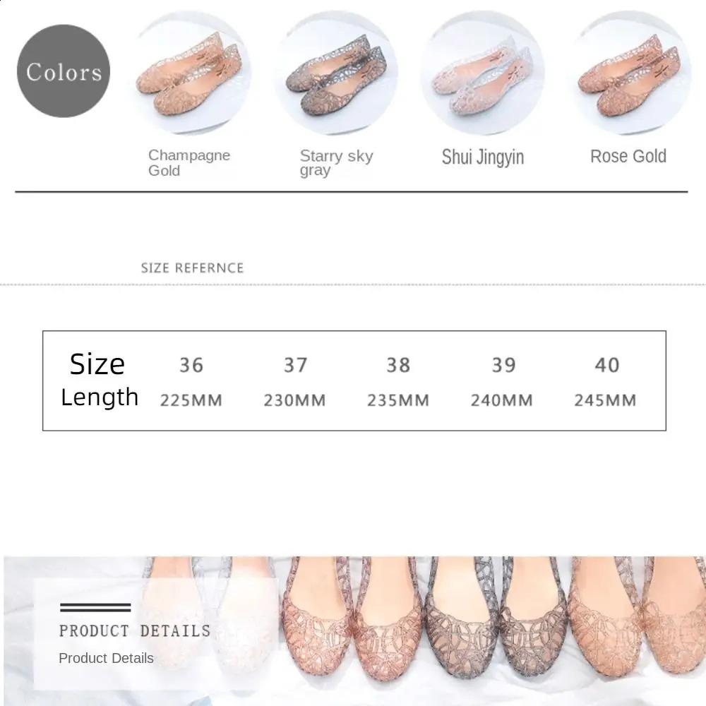 Casual Flatsoled Women Sandals Hollow Out Clear Beach Jelly Shoes Breathable Shallow Mouth Bling Ladies 260626 - view 7