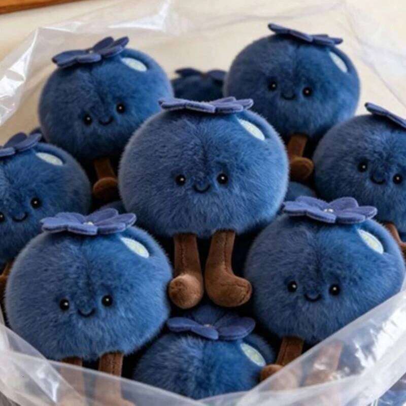 Fluffy Blueberry Plush Keychain Soft Stuffed Doll Toy Bag Pendant Phone Charms Mean 'Block Bad Luck', Home Decor Ornament Gift 26Y0626 - view 7