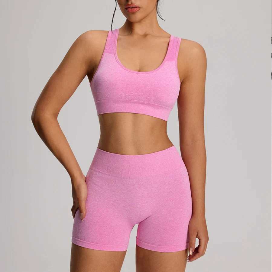 Bra Sport 2pcs/set Shorts Yoga Set Sportswear Woman Gym High Waist Seamless Workout Shorts Leggings Activewear Womens Tracksuit M260626 - view 3
