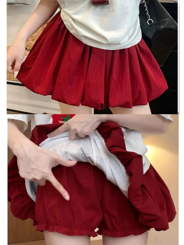 Red Petal Hem Bloom Skirt Women Summer Lightweight High Waist Flattering Fit AntiSlip Lining Petite ALine Mini Flowy 260626
