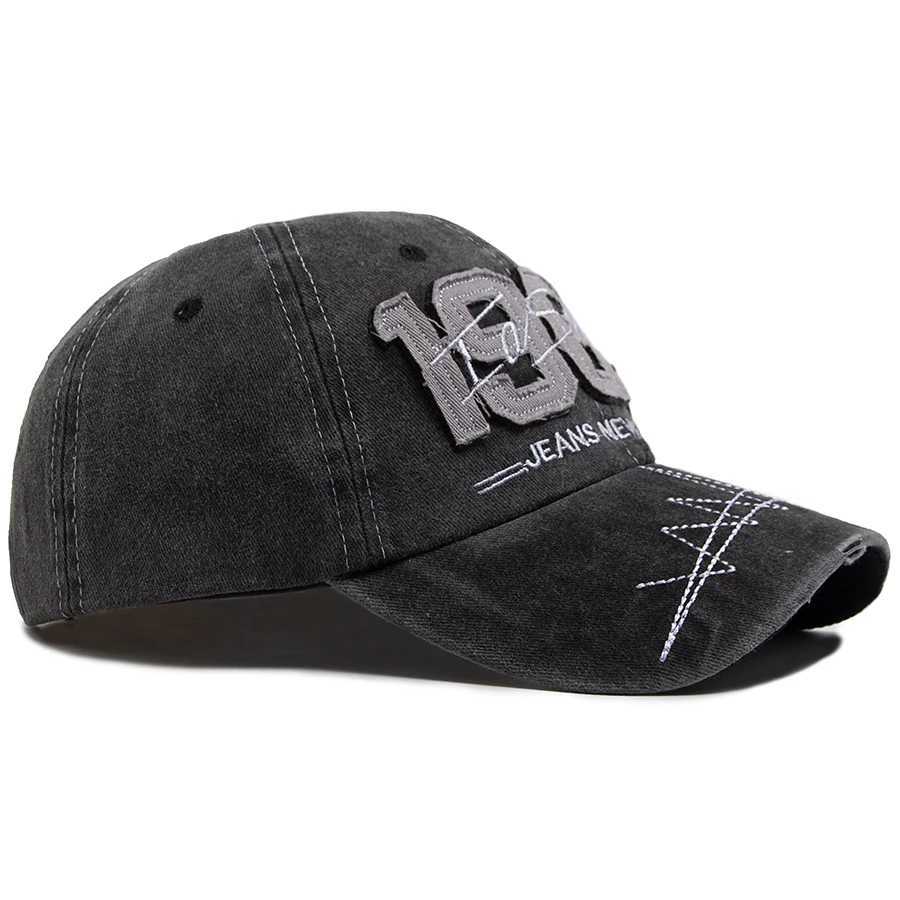 Baseball 1985 Big Digit Men Fashion Visor Hip Hop Hat Vintage Washed Cotton Embroidery SnapAdjustable For Spring Autumn M260626 - view 3