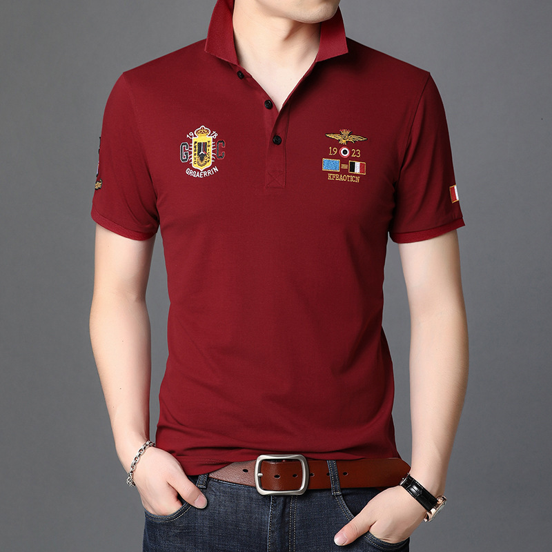 Mercerized Cotton Short-Sleeve T-Shirt For Men Summer New Model, Ice Silk Smooth Fabric, Half-Sleeve, Embroidered Collar Polo Shirt - view 4